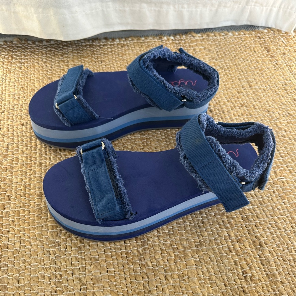 Sugar Gallery 2‎ platform sandals blue stripe Velcro straps size 10 NWOT - Picture 2 of 7
